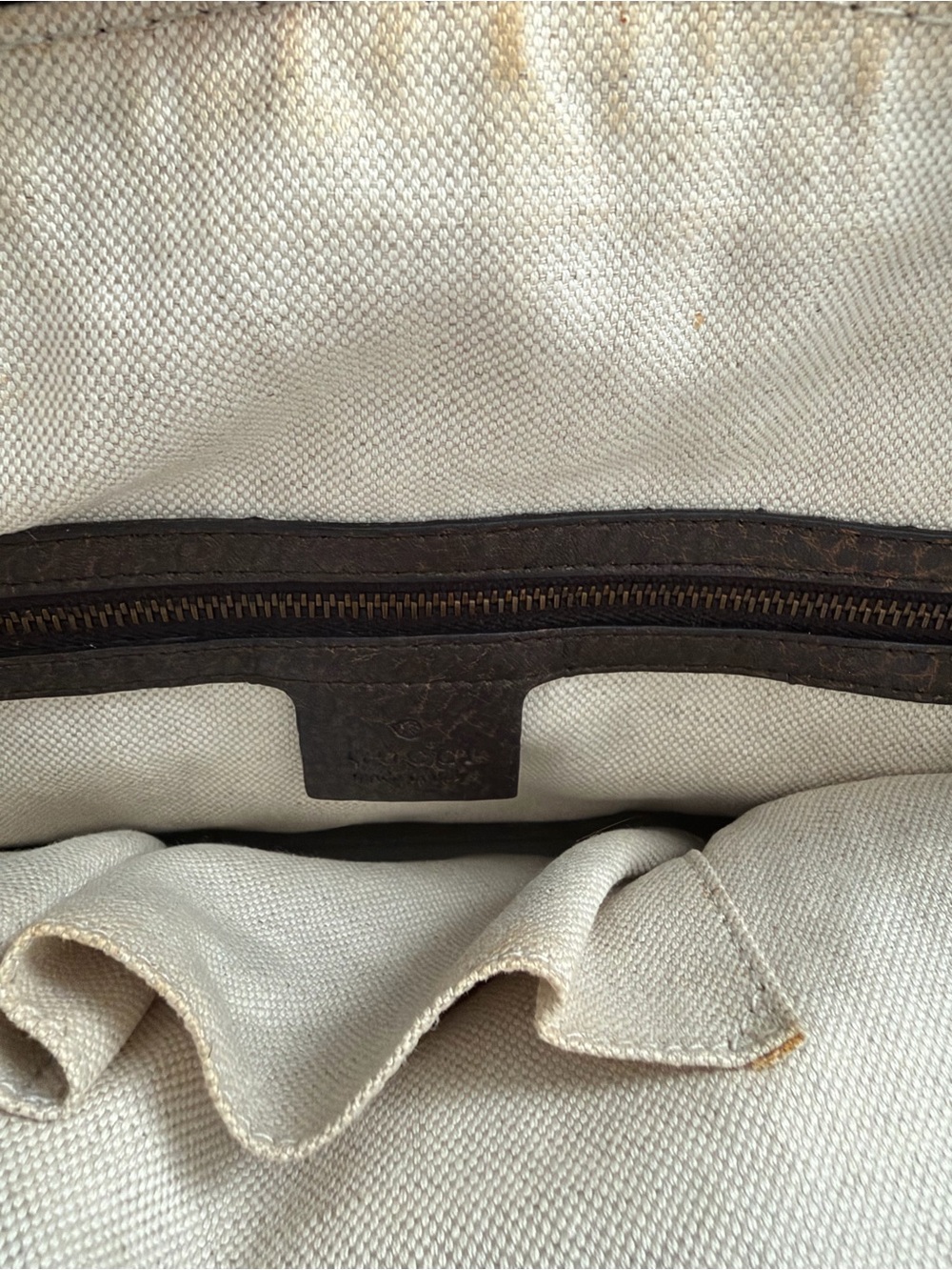 $1600 Gucci Bamboo Laidback Crafty Medium Bag in brown grained leather Authentic - Picture 9 of 10